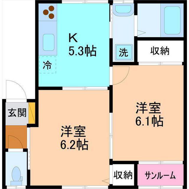 シャモニ(2K/1階)の間取り写真