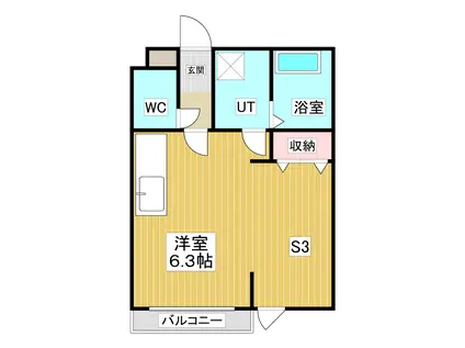 メリディアン岩沼壱番館(1SK/2階)の間取り写真