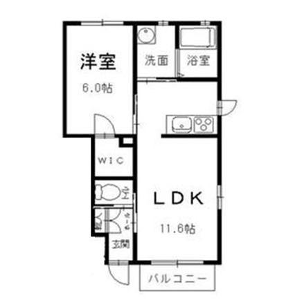 グレイス ノーティア B(1LDK/1階)の間取り写真