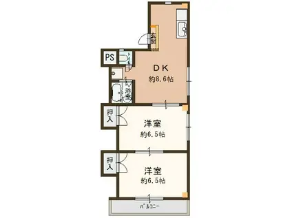 マンション西平(2DK/3階)の間取り写真