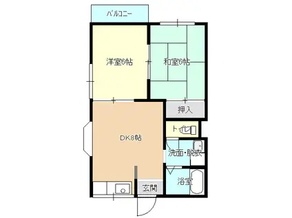 コーポホワイトハウス(2DK/2階)の間取り写真