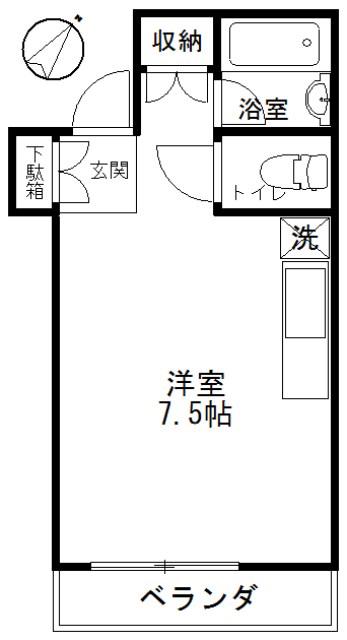 ハイムヤマモト(ワンルーム/2階)の間取り写真