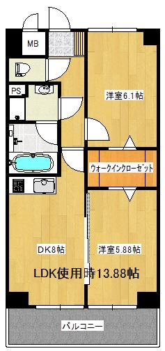 優館 -青空の扉-(1LDK/7階)の間取り写真