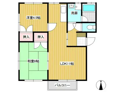 コーポTO-YOU D棟(2LDK/2階)の間取り写真