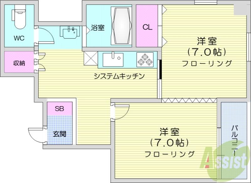 アイブロッド(2K/2階)の間取り写真