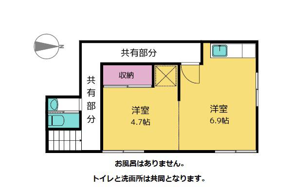 黒澤アパート(1DK/2階)の間取り写真