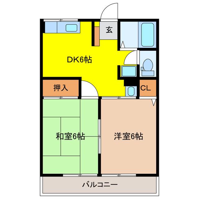 グリーンフラットA(2K/2階)の間取り写真