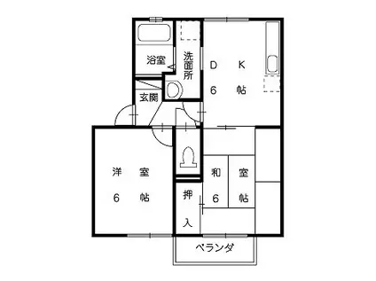 ハイカムール窪田(2DK/2階)の間取り写真