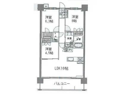レーベン金沢WESFORT(3LDK/6階)の間取り写真