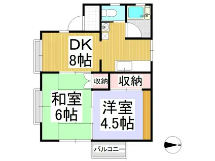 ハイツきたながのA棟(2DK/2階)の間取り写真