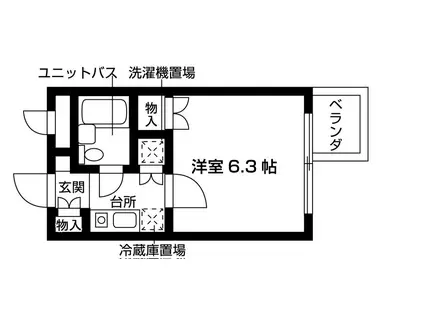 パレス紫竹(ワンルーム/2階)の間取り写真