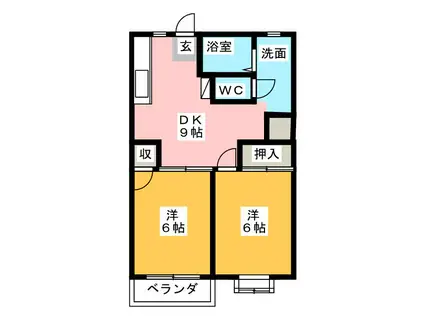 エルデハイム小田(2DK/1階)の間取り写真