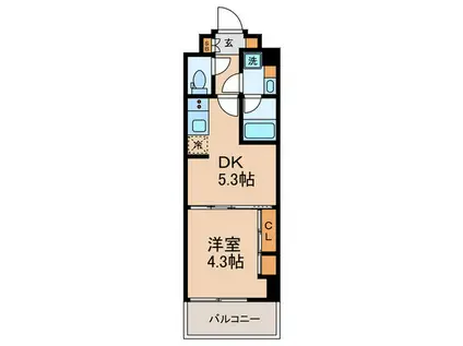 プレミアムキューブ上野毛MO(1DK/5階)の間取り写真
