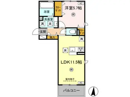 オッツ野田1丁目(1LDK/1階)の間取り写真