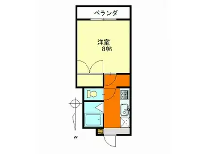 メゾンヤマザキ2(1K/1階)の間取り写真