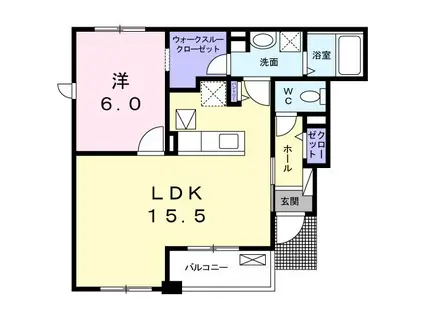 エレガンツァ喜多川II(1LDK/1階)の間取り写真