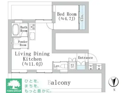 エクセルシオール目黒青葉台(1LDK/3階)の間取り写真