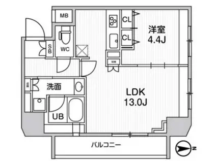 ジェノヴィア浅草橋IIスカイガーデン(1LDK/4階)の間取り写真