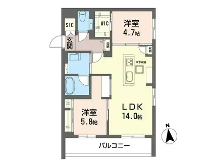 シャーメゾン丸井B(2LDK/4階)の間取り写真