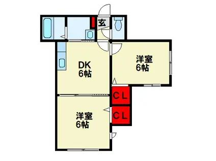 カーサデラタルタルーガ(2DK/1階)の間取り写真