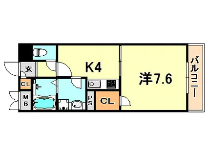 六甲ノースウエスト(1K/3階)の間取り写真