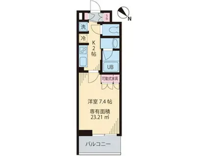 ビイルーム横濱関内(1K/2階)の間取り写真