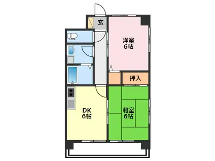 渡辺マンション(2DK/5階)の間取り写真