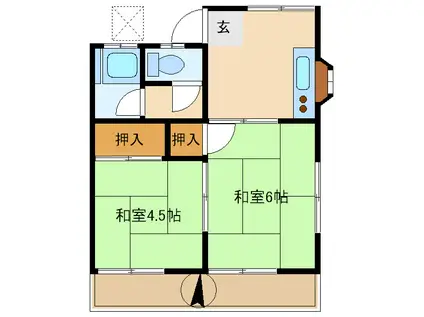 壽楽荘(2K/1階)の間取り写真