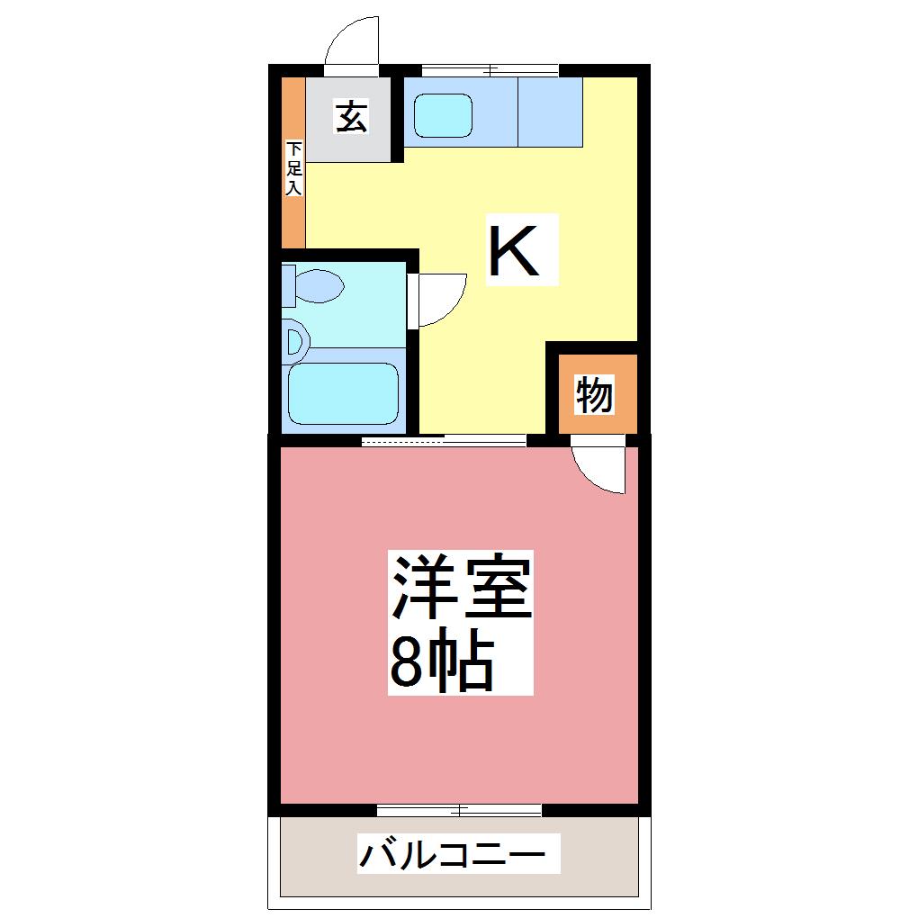 コーポヤシロ南(1DK/1階)の間取り写真