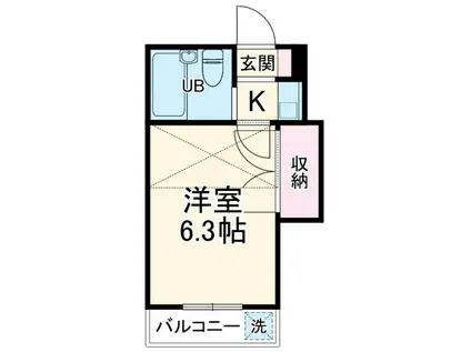 グリーンコート湘南II(1K/2階)の間取り写真