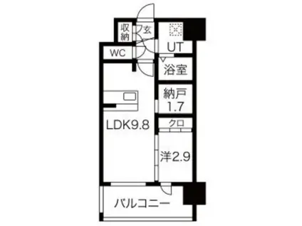 ESTONE HIGASHIOSAKAIIエストワンヒガシオオサカツー(1SLDK/13階)の間取り写真