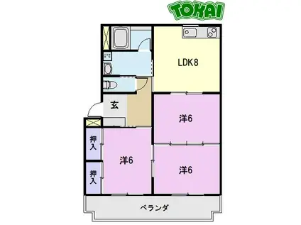 エステート8(3LDK/2階)の間取り写真