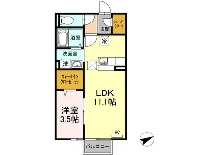 マ・メゾン ASUKA III(1LDK/1階)の間取り写真