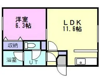 BRONZ II(1LDK/1階)の間取り写真