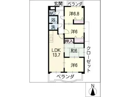 FLORA萩山(4LDK/5階)の間取り写真