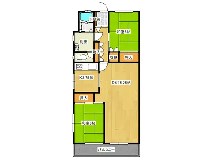 コーポ中山(3LDK/2階)の間取り写真