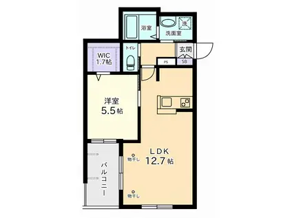 テラ フォルテ S(1LDK/2階)の間取り写真