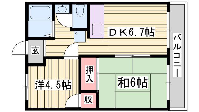 サンシティイシザワ(2DK/2階)の間取り写真
