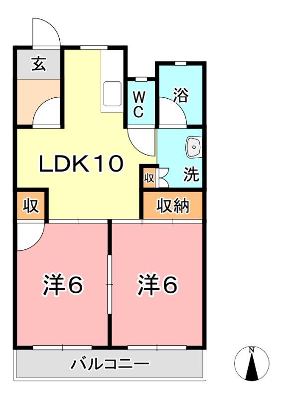 駅前ビル(2LDK/3階)の間取り写真