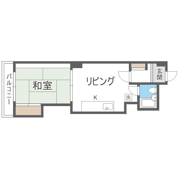 ビッグパレス白石(1DK/6階)の間取り写真