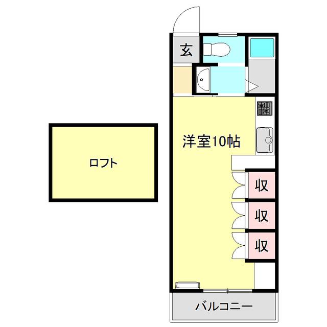 とさでん交通後免線 高須駅(高知) 徒歩3分 5階建 築39年(ワンルーム/5階)の間取り写真