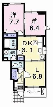 サンフィオーレ王子(2LDK/1階)の間取り写真
