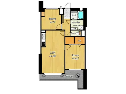 シティマンション九品寺 第2(2LDK/8階)の間取り写真