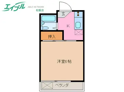 コーポレッド(1K/1階)の間取り写真