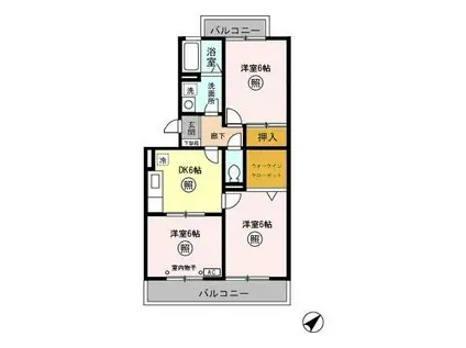 ハイツ128(3DK/3階)の間取り写真