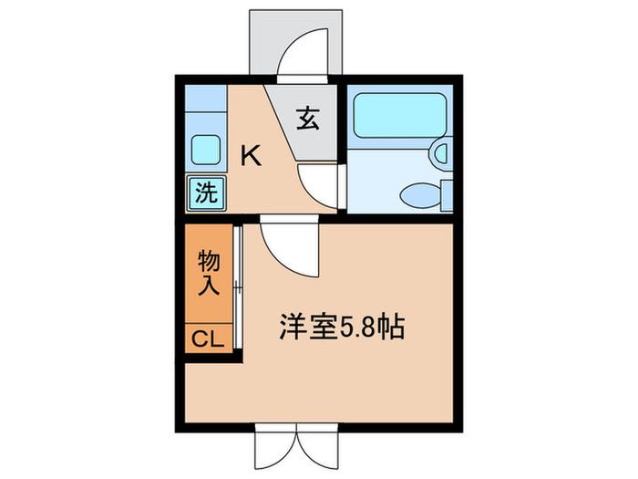 ウッドハウス(1K/1階)の間取り写真