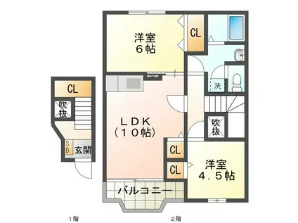 ミドルアーティクル(2LDK/2階)の間取り写真