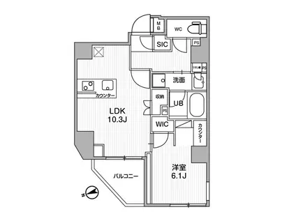 シーフォルム浅草II(1LDK/9階)の間取り写真