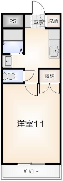コーポ大原5(1K/2階)の間取り写真