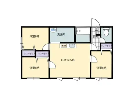 コーポ華みずき(3LDK/1階)の間取り写真